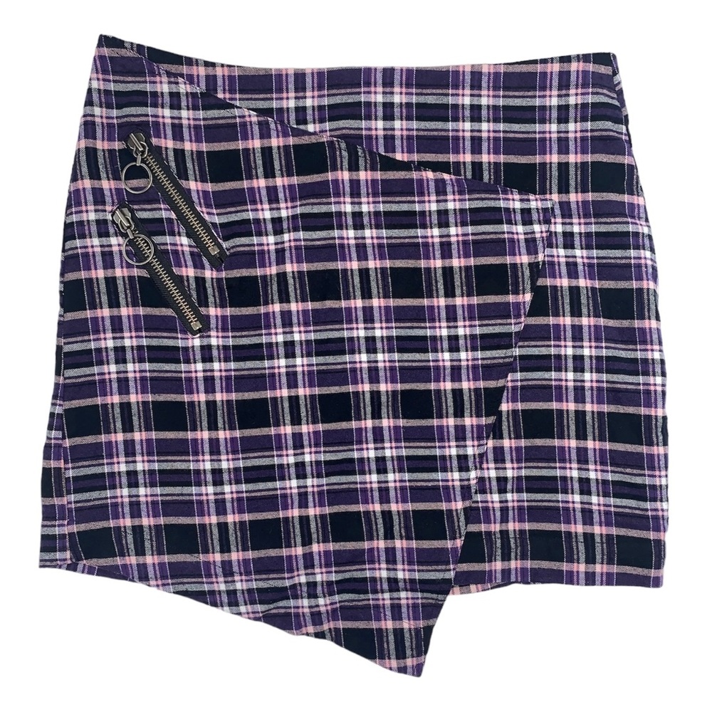 Nana Judy Purple and Black Plaid Asymmetric Skirt